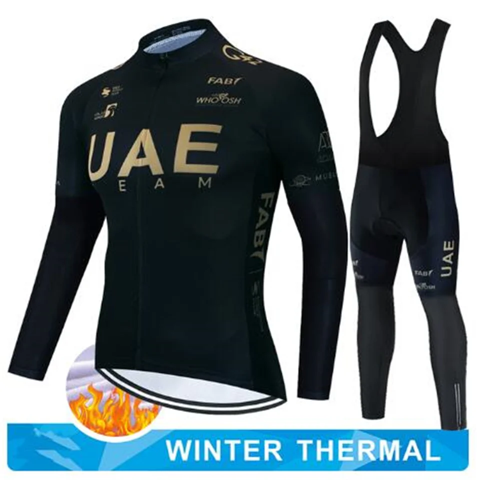 Winter Thermal Fleece Cycling Clothes Long Sleeve Men Cycling Jersey Set Outdoor Riding Bike MTB Clothing UAE