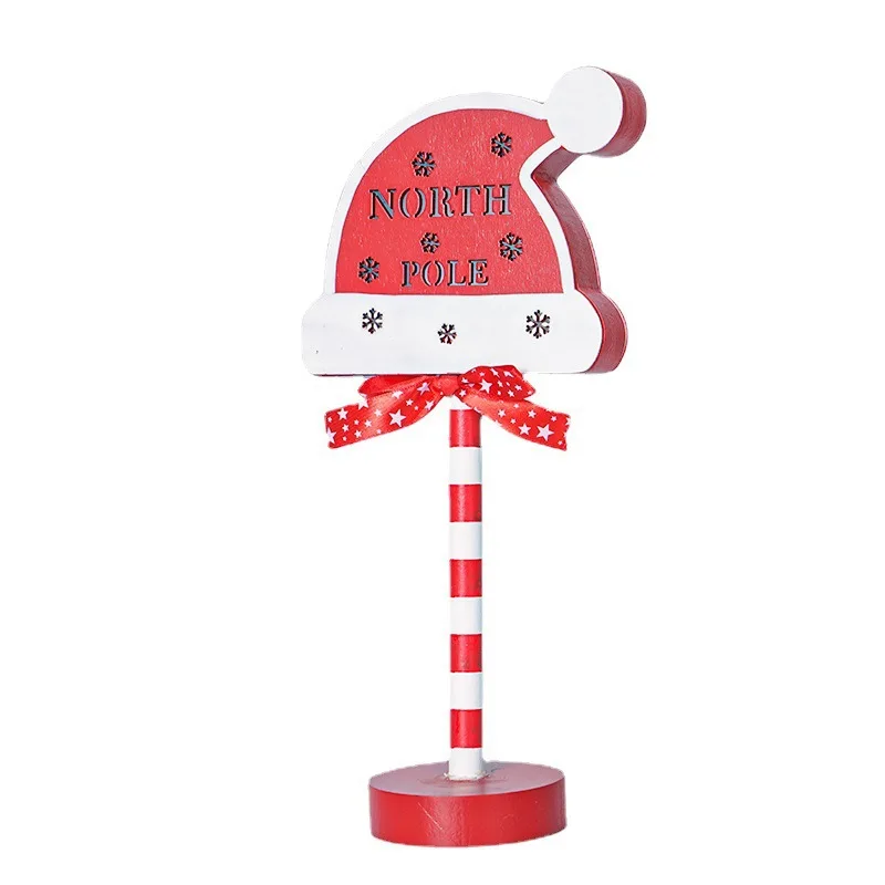 Wooden Christmas LED Lamp Santa Stop Here Sign