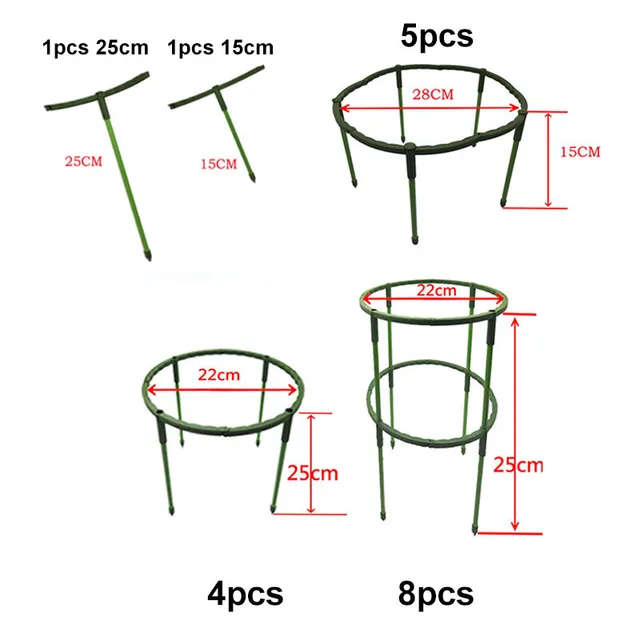 2 Típus 10Db Kerti Növényi Virágok Támogató Tartó Kerek Ketrec Plie Állvány Az Üvegházhatású Elrendezés Rúdja Gyümölcsös Bonsai Szerszámok - Image 3