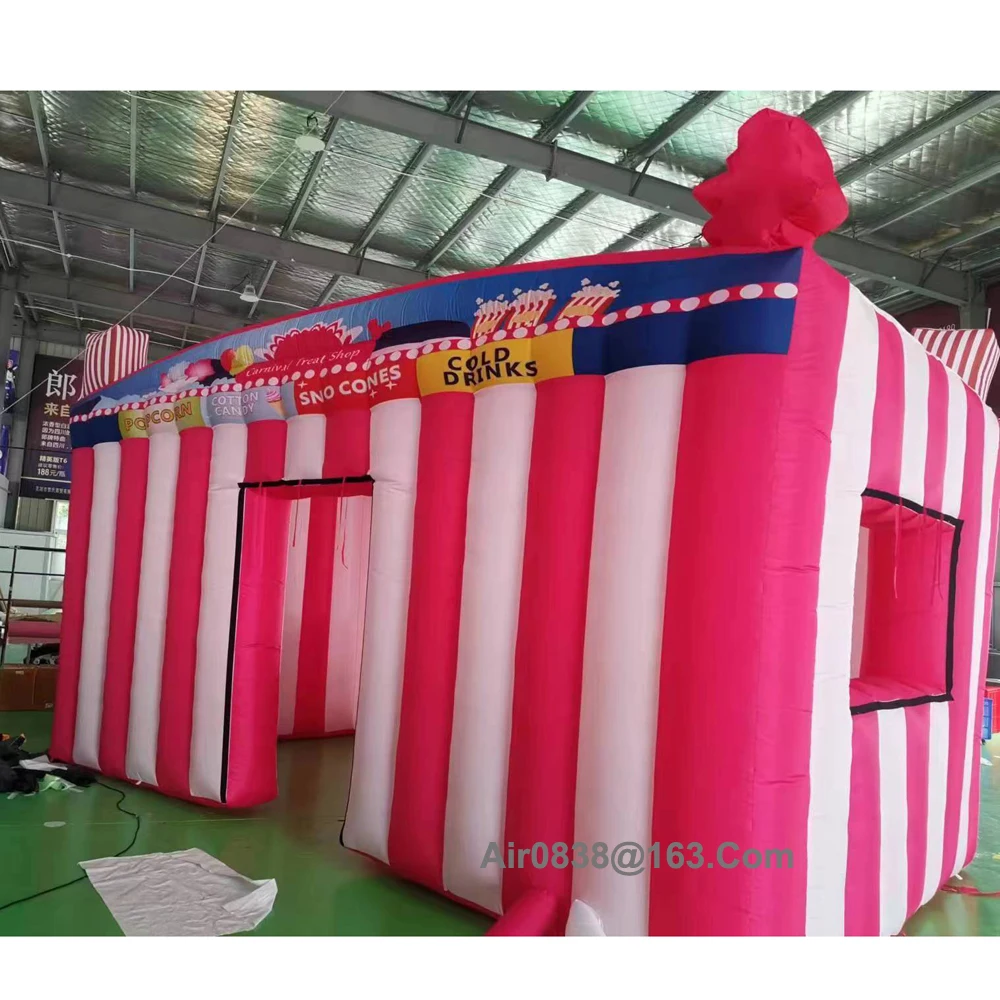 New Pink Inflatable Concession Stand Portable Carnival Inflatable Treat Shop Tent Stand Booth Candy Popcorn Store For Advertisin 6