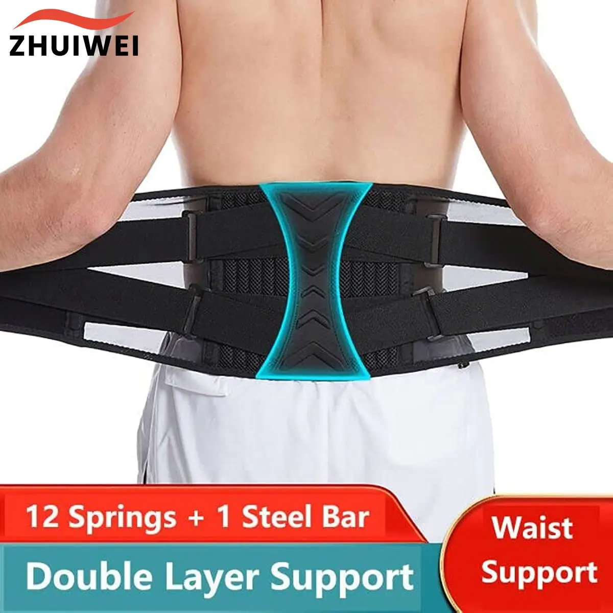 

Adjustable Back Waist Lumbar Support,Breathable Lower Back Brace Belt Straps,Instant Pain Relief for Herniated Disc,Scoliosis