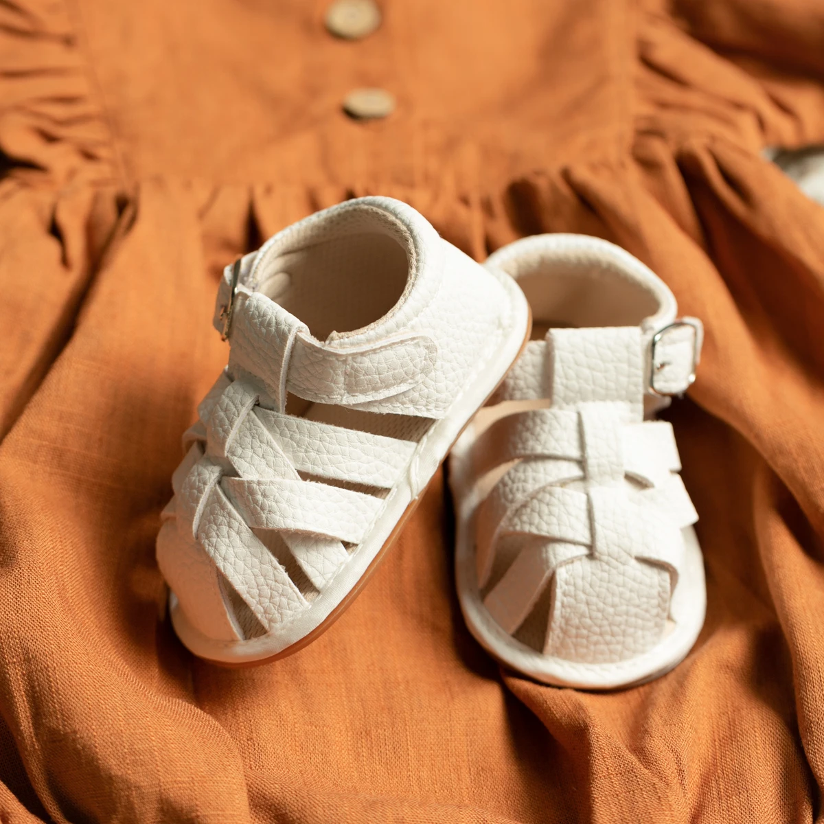 KIDSUN Summer Beach Flats Sandals Pu Leather Baby Boy Girl Shoes Rubber Soft Sole Non-Slip Toddler First Walker Shoes 10-Colors