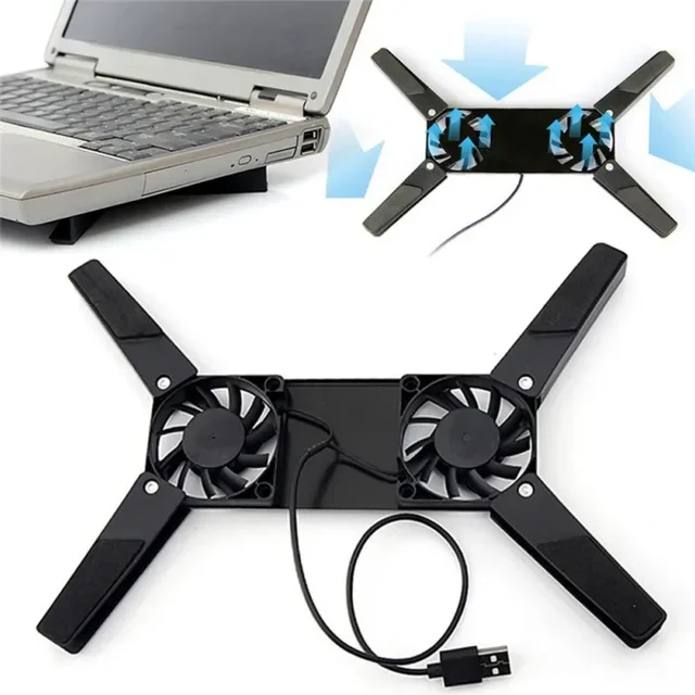 USB Powered Cooling Dock Laptop Cooling Pad Air-cooling Laptop Cooler Bracket 2 Fan for Notepad Universal 7 15" 1 Notebook Stand