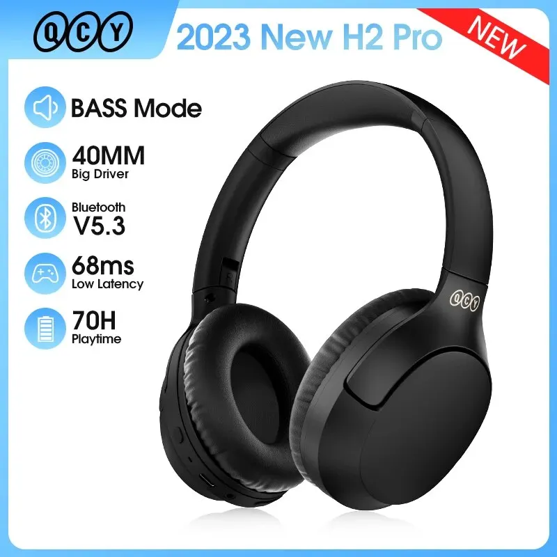 QCY H2 Pro Wireless Headphones Bluetooth 5.3 BASS Mode Earphones HIFI 3D Stereo Headset Over the Ear Playtime Gaming Earbuds