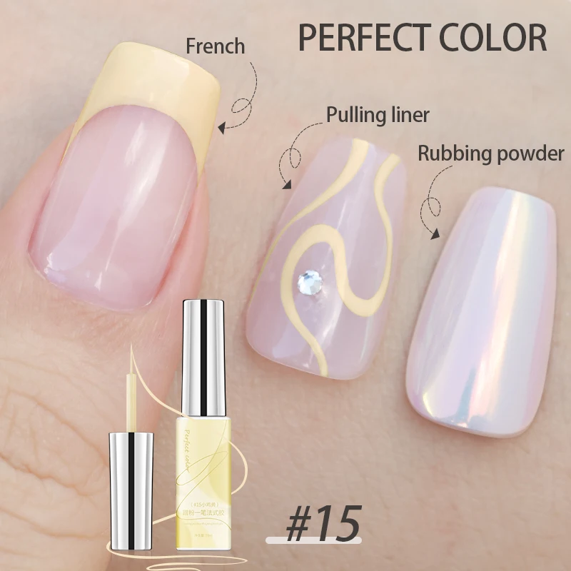 PERFECT COLOR Gel Liner Art Polish, 18 Farben 10ml Weiß Schwarz, Professioneller Nagellack, UV-LED-härtend, für French Tips DIY Heim- und Salonanwendung – Detail 21