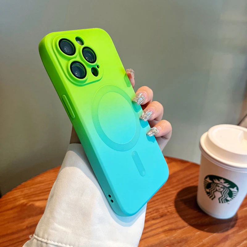 Luxury Gradient Silicone Multicolour Shockproof Case with Wireless Charging Compatibility