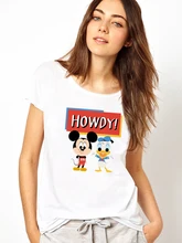 

Mickey and Donald Cartoon Cute T-shirt For Girls Summer Disney Young Style Fashion Women Clothes Urban Casual Short Sleeve Tops