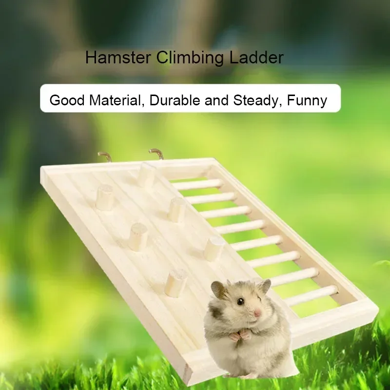 Natural Wooden Hamster Climbing Toy Hamster Ladder Small Pet Toy Squirrel Guinea Pig Pet Rat Toys