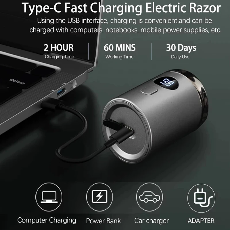 Xiaomi Men Electric Mini Shaver Rechargeable Type-c Rechargable Car Travel Portable Shaver With LED Digital Display Home Razor 3