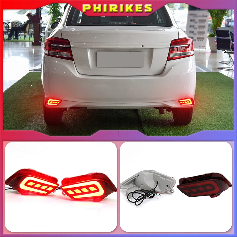 

2PCS LED Rear Bumper Reflector Fog Lamp For Toyota Vios 2016 2017 2018 Bumper Light Brake Light Turn Signal Light Warning Light