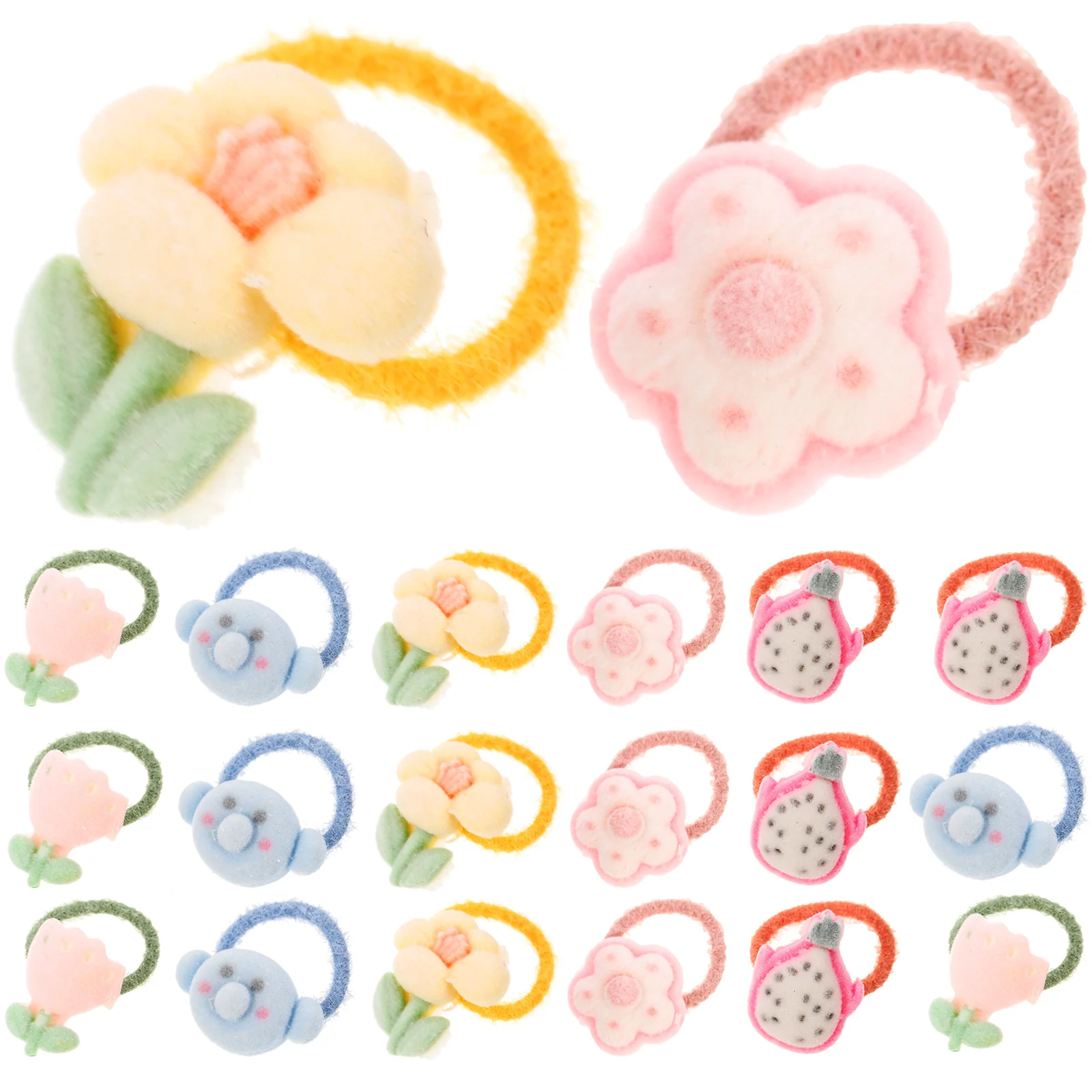 

20 Pcs Elastic Hair Tie Ropes for Girls Toddler Clips Ties Rubber Band Toddlers Little Accessories Flocking