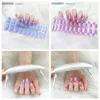 22Tips Nude Semi-Cured Gel Nail Patch Slider Adhesive Waterproof Long Lasting Aurora Full Cover Gel Nail Stickers UV Lamp Needed 4