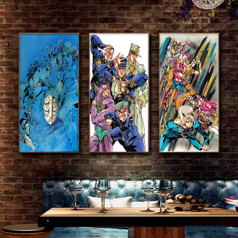 Anime JOJO Bizarre Adventure Retro Poster Canvas Wall Art Printing Waterproof Home Living Bed Room Bar Hallway Aesthetic Decor 2
