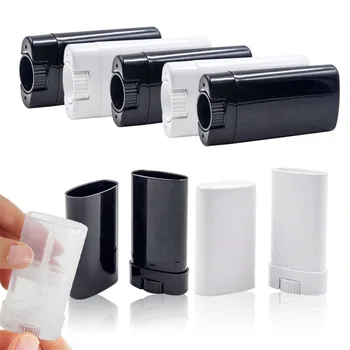 3/12/20/30/50/100 15ml 0.5oz Black White Clear Oval Plastic Lip Balm Tube Empty Deodorant Stick Bottle Container 1