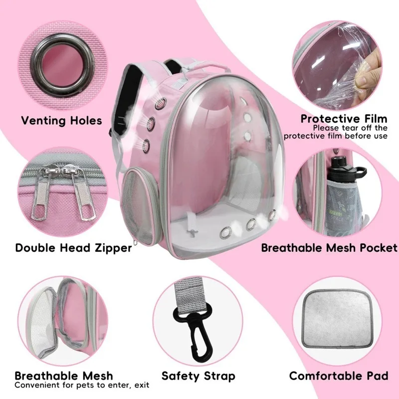 Expandable Pink Pet Backpack 4