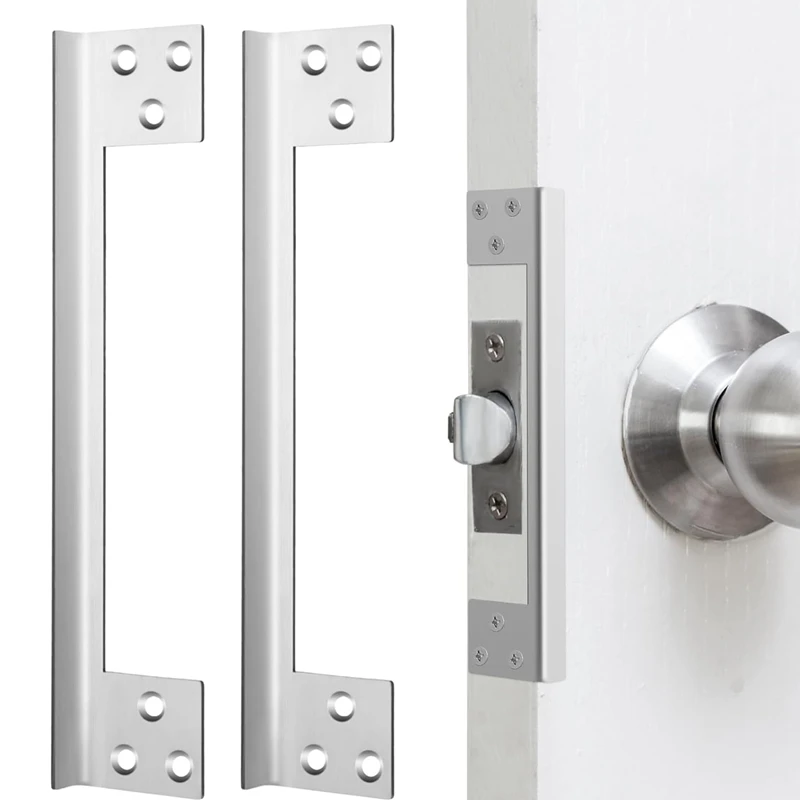 2 Pcs Door Latch Guard Plate Outswing Angle Latch Protector Door Cover Shield L Shaped Security Easy Install