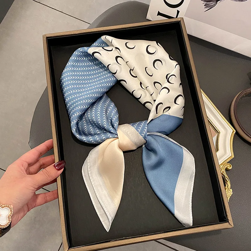 Luxury Brand Satin Shawl Design Print Silk Square Scarf Women neck scarves Wrap Headkerchief Beach Hair Band women's bandana 1