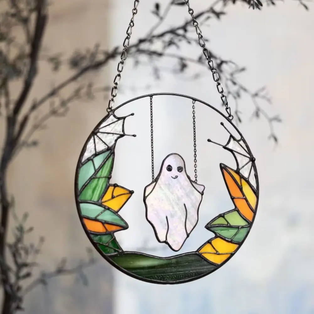 

Colorful Metal Pendant Home Decoration Window Wall Hanging Front Door Wreath Terror Decoration Wizardry Swing Halloween