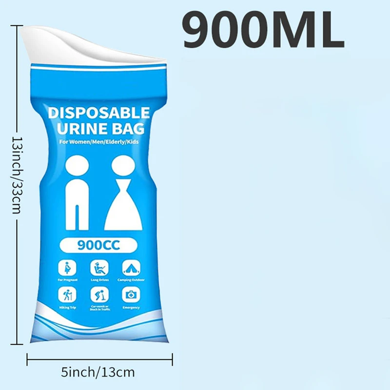 800cc 900cc 야외용 일회용 소변 주머니 남녀공용 비상 여행용 미니 이동식 변기 구토 주머니 휴대용 다리 주머니 (, 여성용)