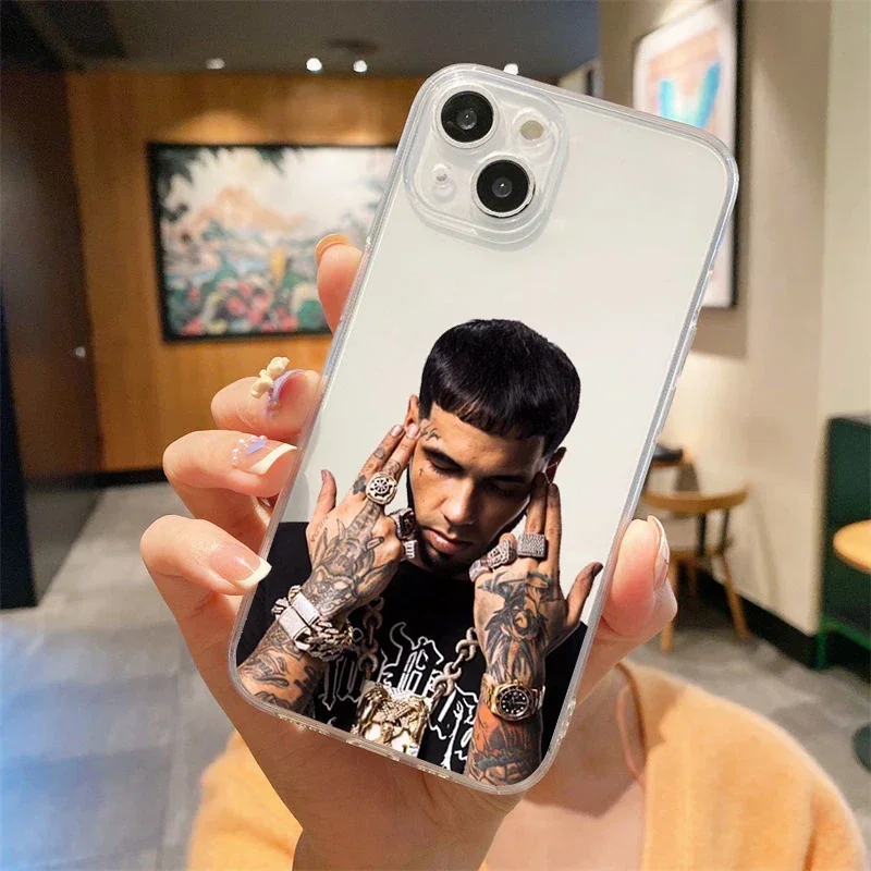 2 Custodie Per IPhone 13 / IPhone 14 6,1'' Con Stampa Anuel AA - Silicone TPU Antiurto - Design Rapper