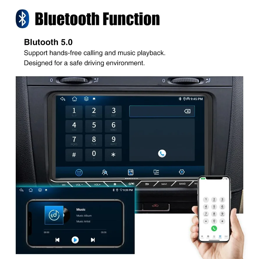 ESSGOO Android 14 Apple CarPlay Android Auto Drahtlos 6+128GB Für VW GOLF MK5 MK6 Autoradio IPS Touchscreen 9 Zoll 8 Kern GPS Navigation KI-Steuerung Radio 4G WIFI FM/AM USB Spiegel Link DSP Sound – Detail 14