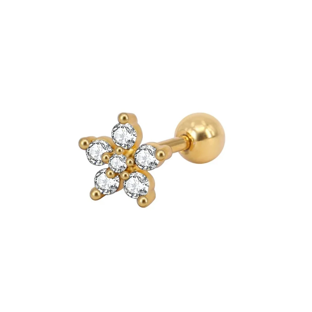 Stainless Steel Mini Zircon Stud Earring Women Gold Color Helix Ear Studs Tragus Cartilage 1 Piece stud earrings