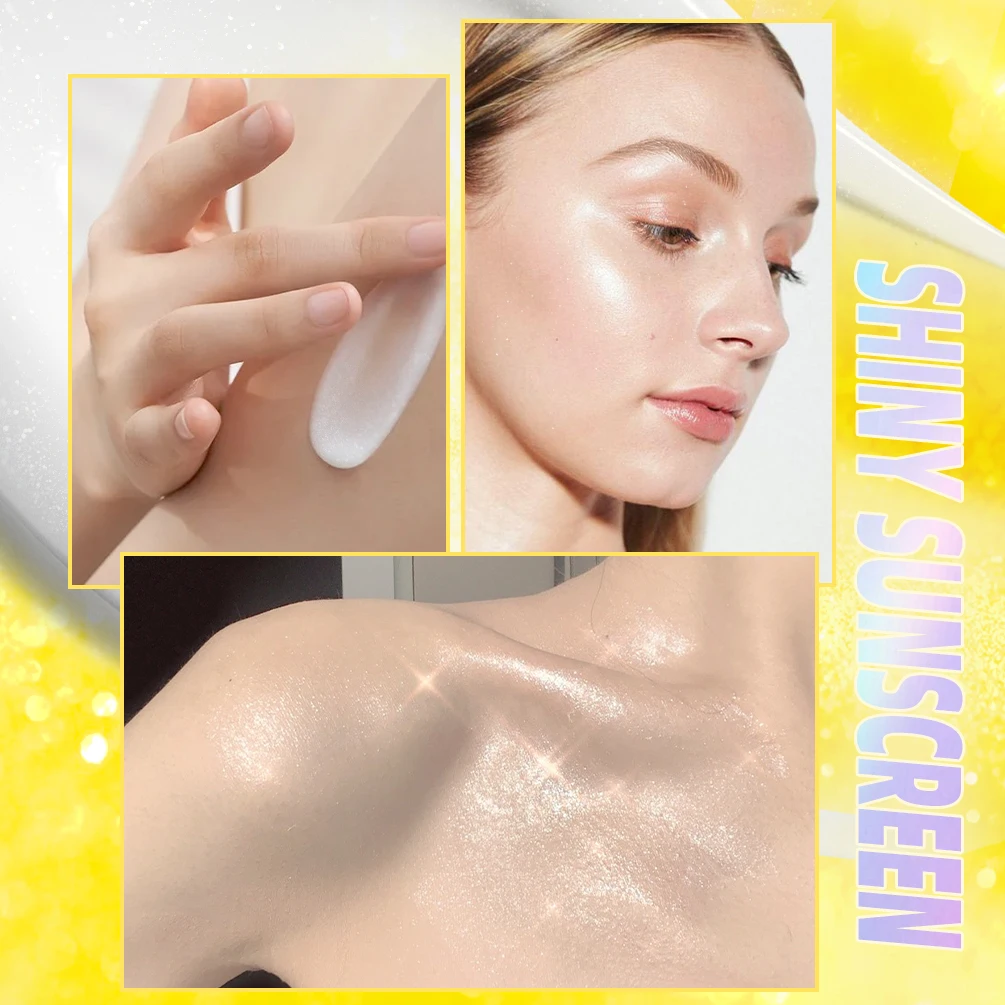 Facial Sunscreen Oil-Control Glitter Sun Cream Sunblock Skin Protective Refresh Sun Block Anti Aging Concealer Makeup Foundation leg makeup concealer face foundation makeup