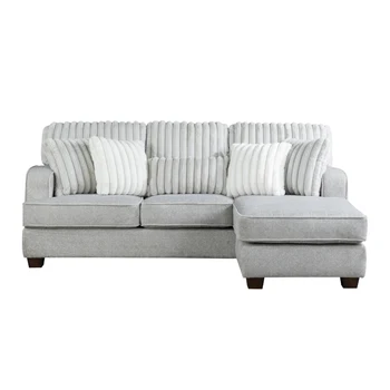 Modern Reversible Sectional Corner-blocked Frame Reversible Cushions Throw Pillows 100% Foam Livingroom Furniture Gray 1