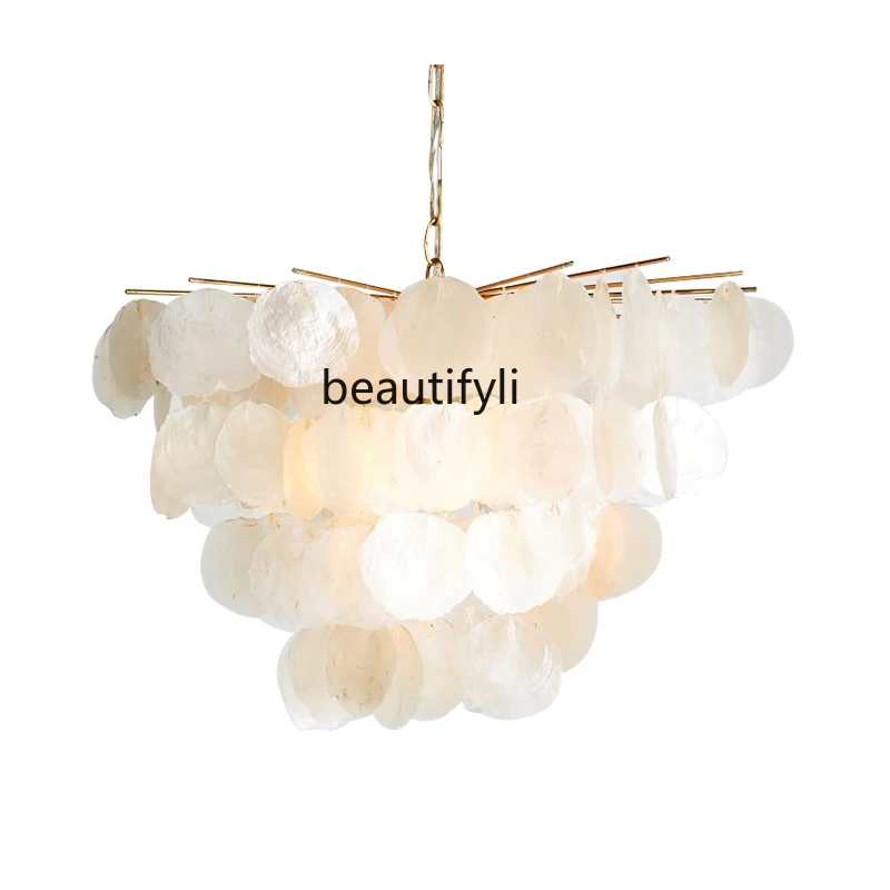 

Dining Room Chandelier Modern Minimalist Nordic Light Luxury Minimalist Master Bedroom Lamp round Shell Chandelier