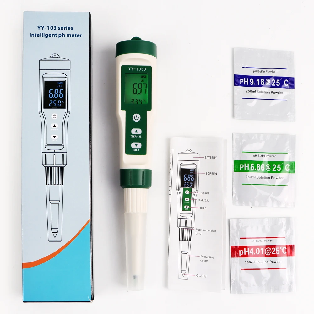 Professional Food PH Meter 0~14 pH Temp Tester High Accuracy Sensor Acidity Analyzer for Meat Canning Cheese Dough Water Soil