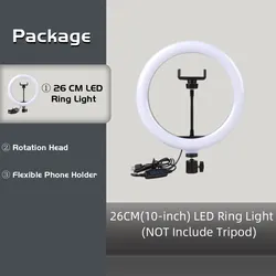 10 - Inch LED Ring Light with Adjustable Stand and Phone Holders - No plug (10in Ring Light)