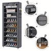 10-layer high-capacity shoe rack with dust cover, 9-compartment shoe rack, space-saving entrance shoe rack, easy to assemble 6