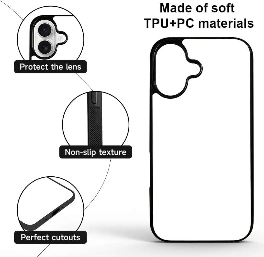 5-Pack Sublimation Blank Phone Cases with Aluminum Inserts