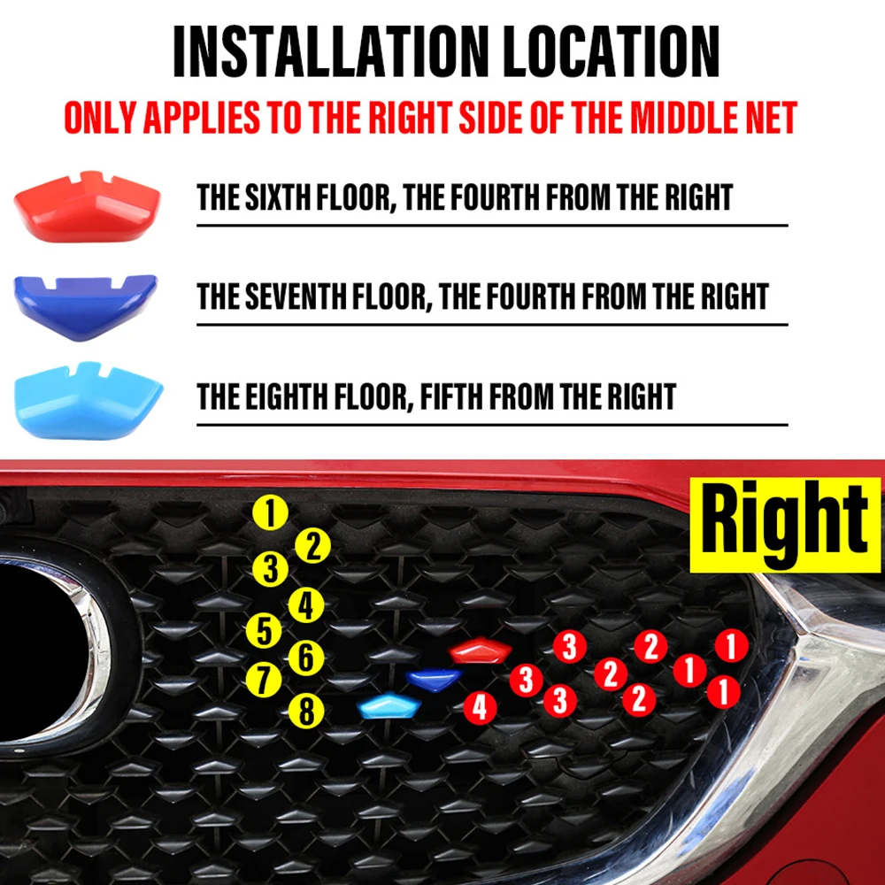 3Pcs Fit For Mazda CX30 CX-30 ABS Car Front Grill Front Face Right Side Decoration Trim Molding Accessories