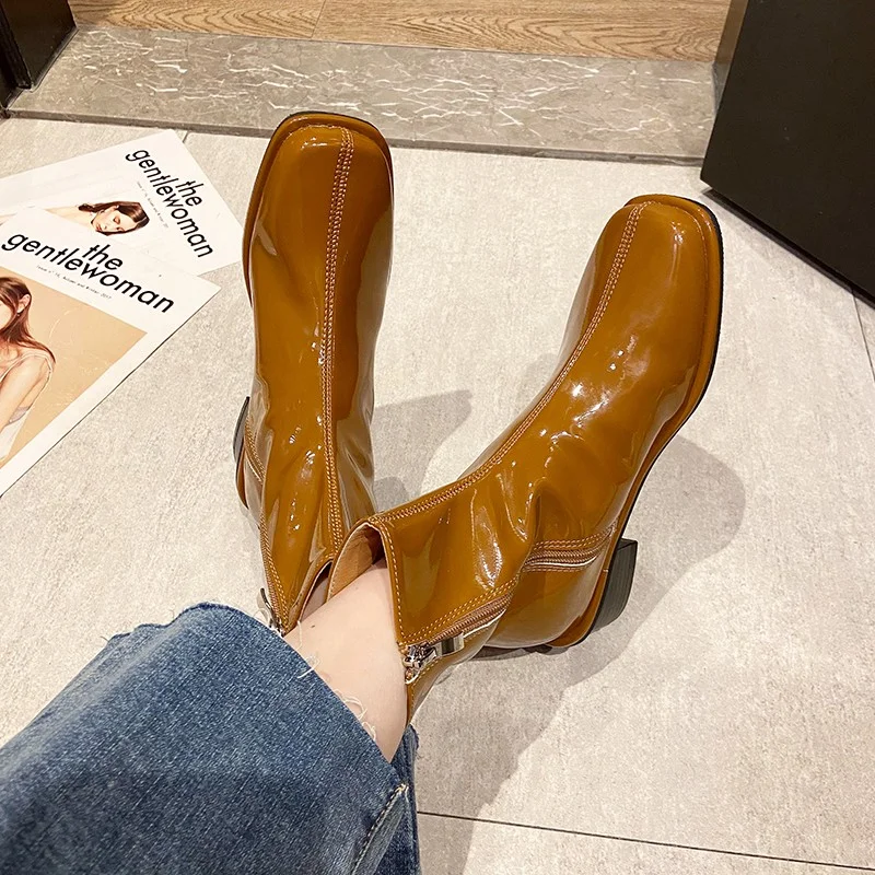 Chelsea Boots Mid Heel Women's Shoes Fall/Winter 2023 Comfortable Snow Boots High Heels Fashion Casual Women's Shoes