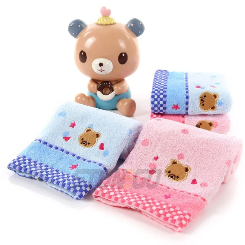 25*50cm Small Cute Cartoon Microfiber Absorbent Drying Bath Towels Bear  Pattern Cotton Baby Towel