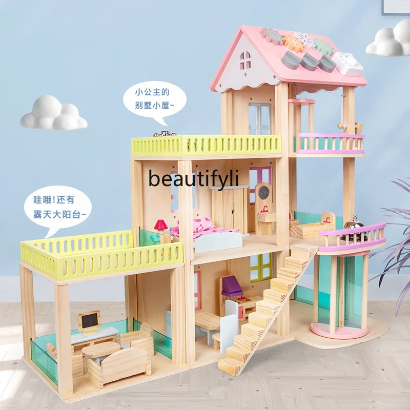 Children play house girl European style large villa doll house bed toy small class kindergarten