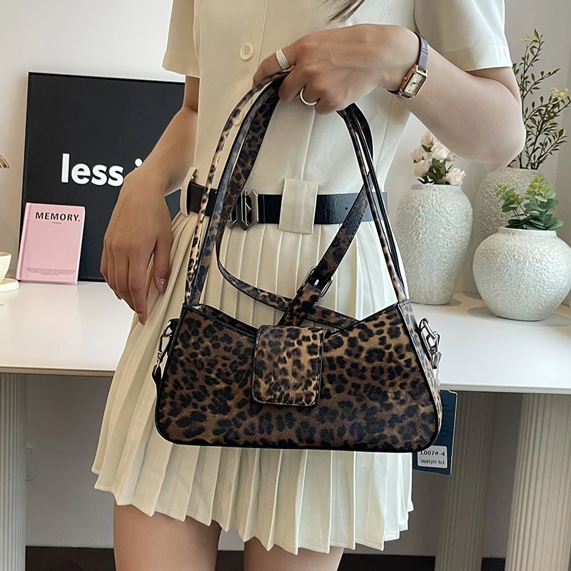 Leopard Print PU Leather Crossbody Bag for Women