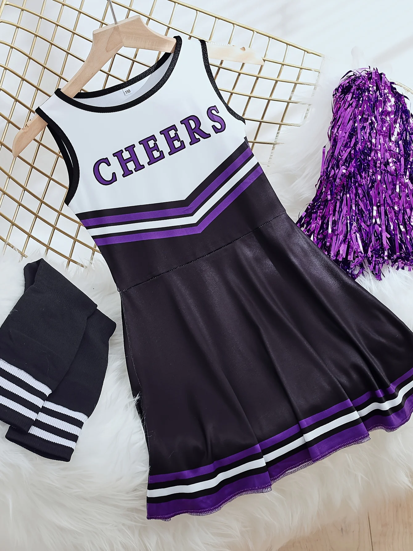 Cheerleader Set Kids Girls Dresses Cute Homecoming Season Performance Costumes Christmas Day Party Bash Costumes