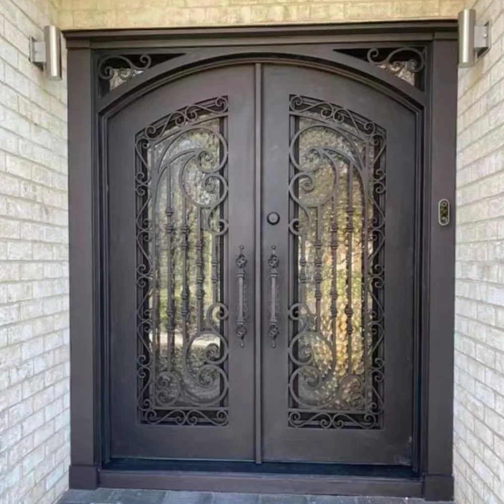 

Doors for House Modern Design French Door Glass Door Hinges Wrought Iron Door with Glass Double Door Entrance door Custom