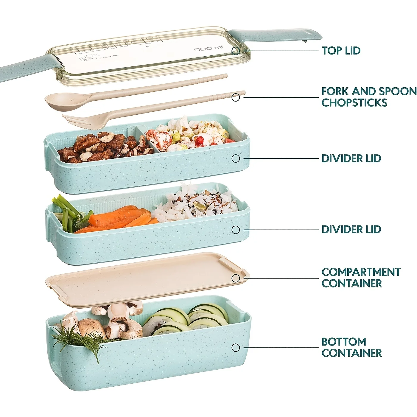 Boîte Repas Isotherme 1200ml En Acier Inox – Avec Sac Et Cuillère Pliable – Pour école, Bureau, Pique-nique