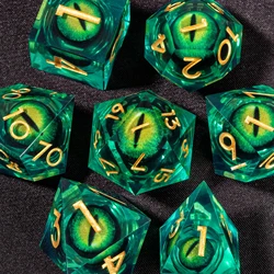 Luxurious Liquid Core Sharp Edge Resin Dice Set (Green)