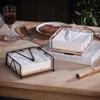 Napkin Paper Holder Bar Restaurant Hotel Napkin Organizer Black/White/Gold Tissue Storage Rack Square Solid Wood Tissue Holder 3