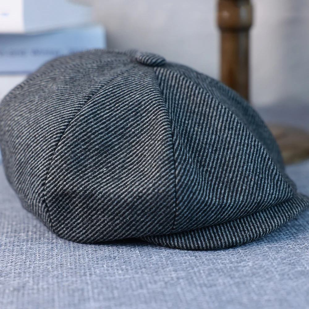 New Wool Style Newsboy Cap With Blade Male Twill Octagonal Hat Women Spring Summer Casual Beret Hat Gray Truck Driver Cap 008