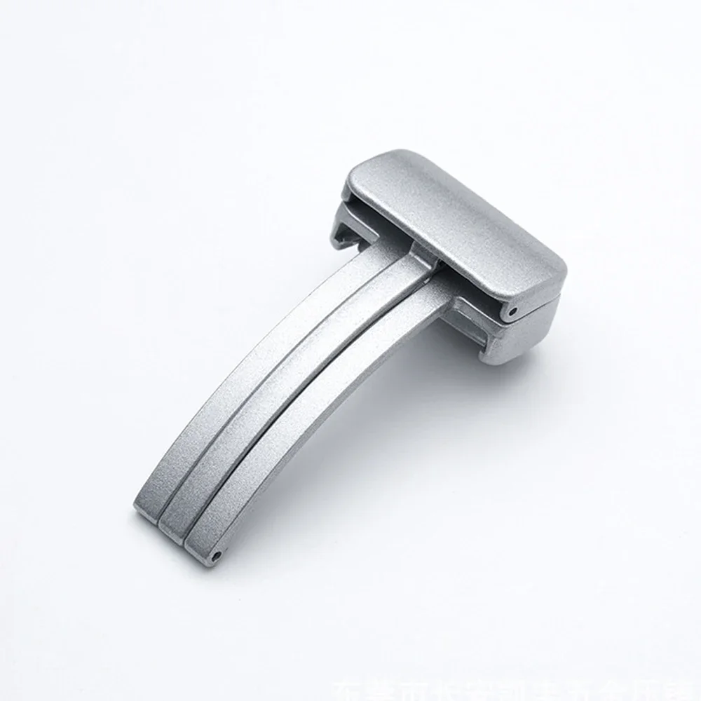 Magnetic Folding Buckle Silicone Strap with Metal Clasp - Silver Black
