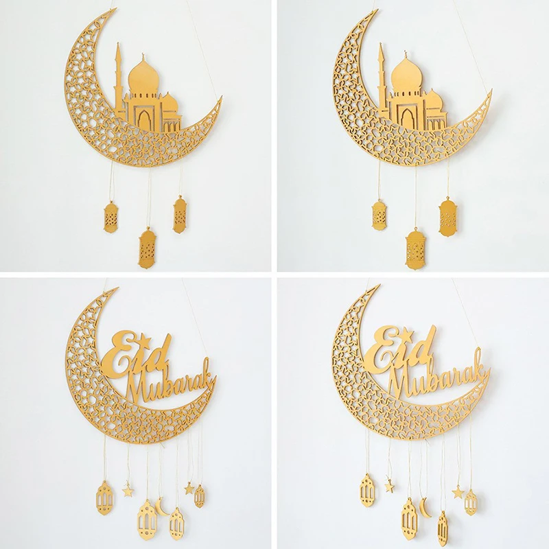 2024 Ramadan Kareem Decor Moon Star hanging Pendant Wooden Craft Eid  Mubarak Ramadan Decoration For Home Door Wood Plaque Sign - AliExpress