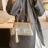 Sac à bandoulière brodé de Style chinois, sac à main élégant rétro, petit sac carré de luxe pour fête de mariage, pochette de soirée de styliste pour femmes 4