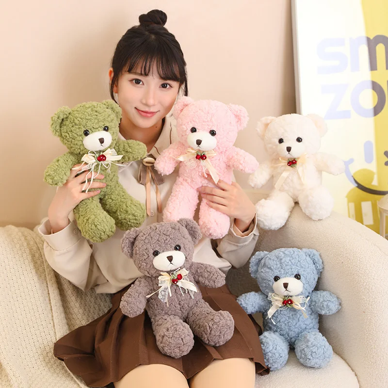 

33cm Cute Bowknot Teddy Bear Plush Toy Soft Stuffed Animal Colorful Bears Babys Appease Doll for Lovers Birthday Gift Home Decor