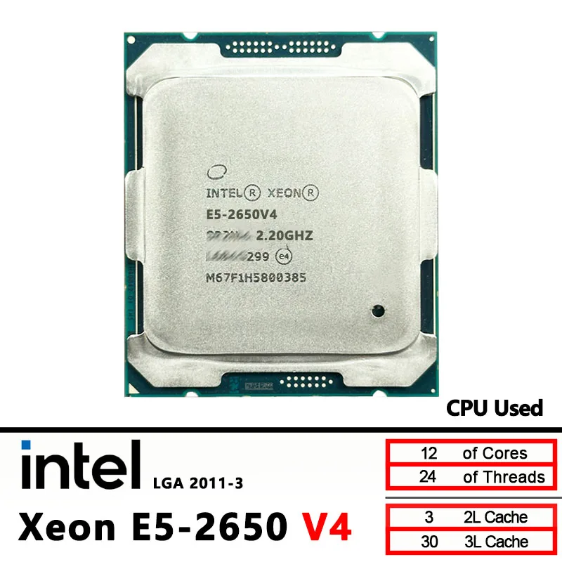 معالج Intel Xeon E5 2650 V4 مستعمل 2650V4 2.2 جيجا هرتز 12 نواة LGA 2011-3 وحدة المعالجة المركزية