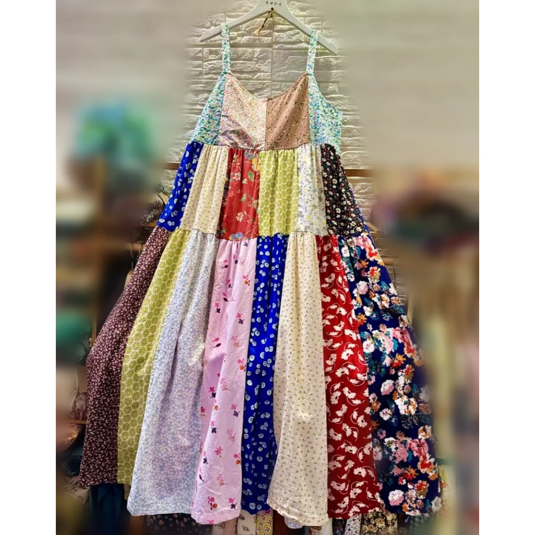 

Summer Vacation Cotton Linen Patchwork Long Midi Dress Female Vintage Retro Chic Bohemian Boho Gypsy Hippie Streetwear Sundress